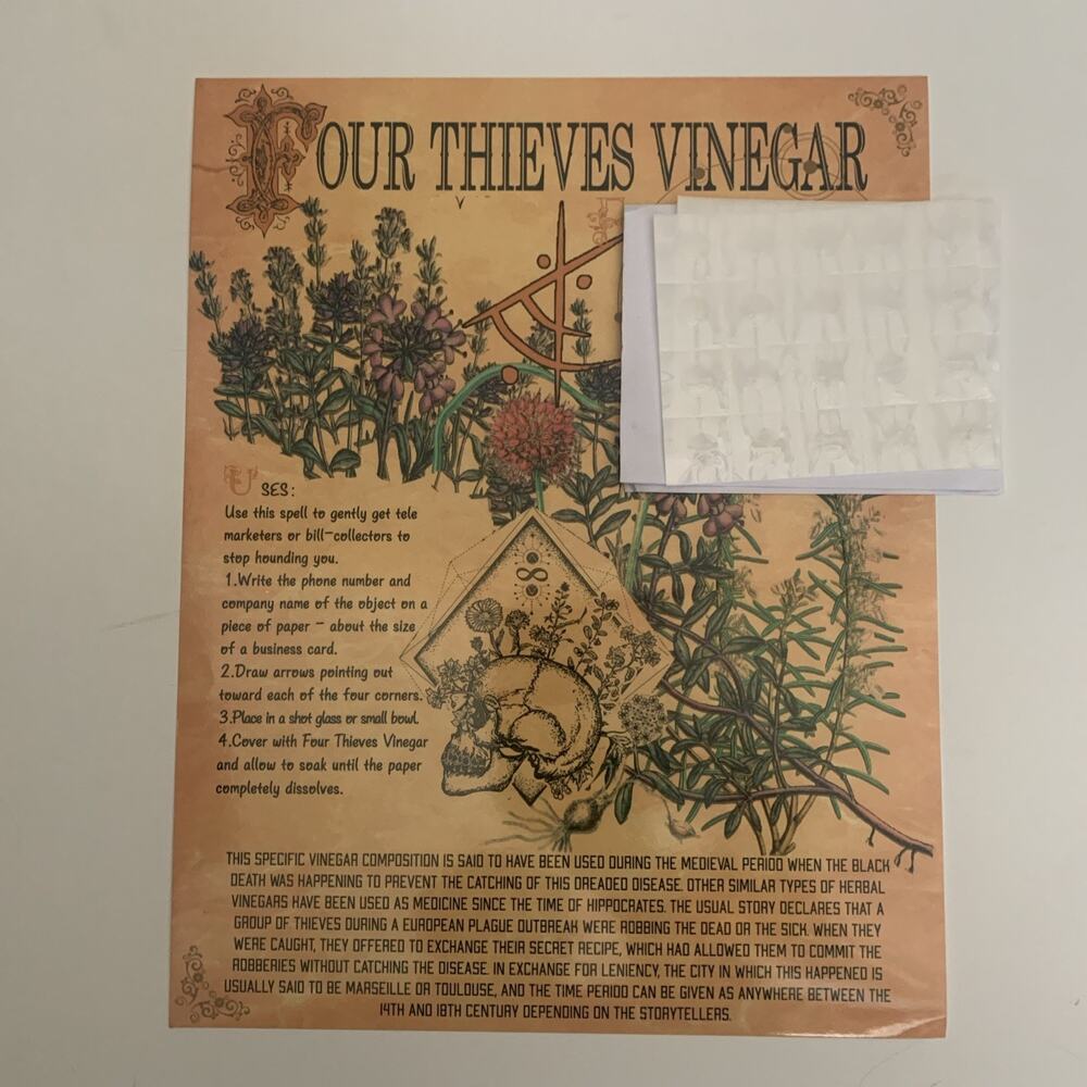 Four Thieves Vinegar recipe Vinyl 14x11 Home Decor Poster New